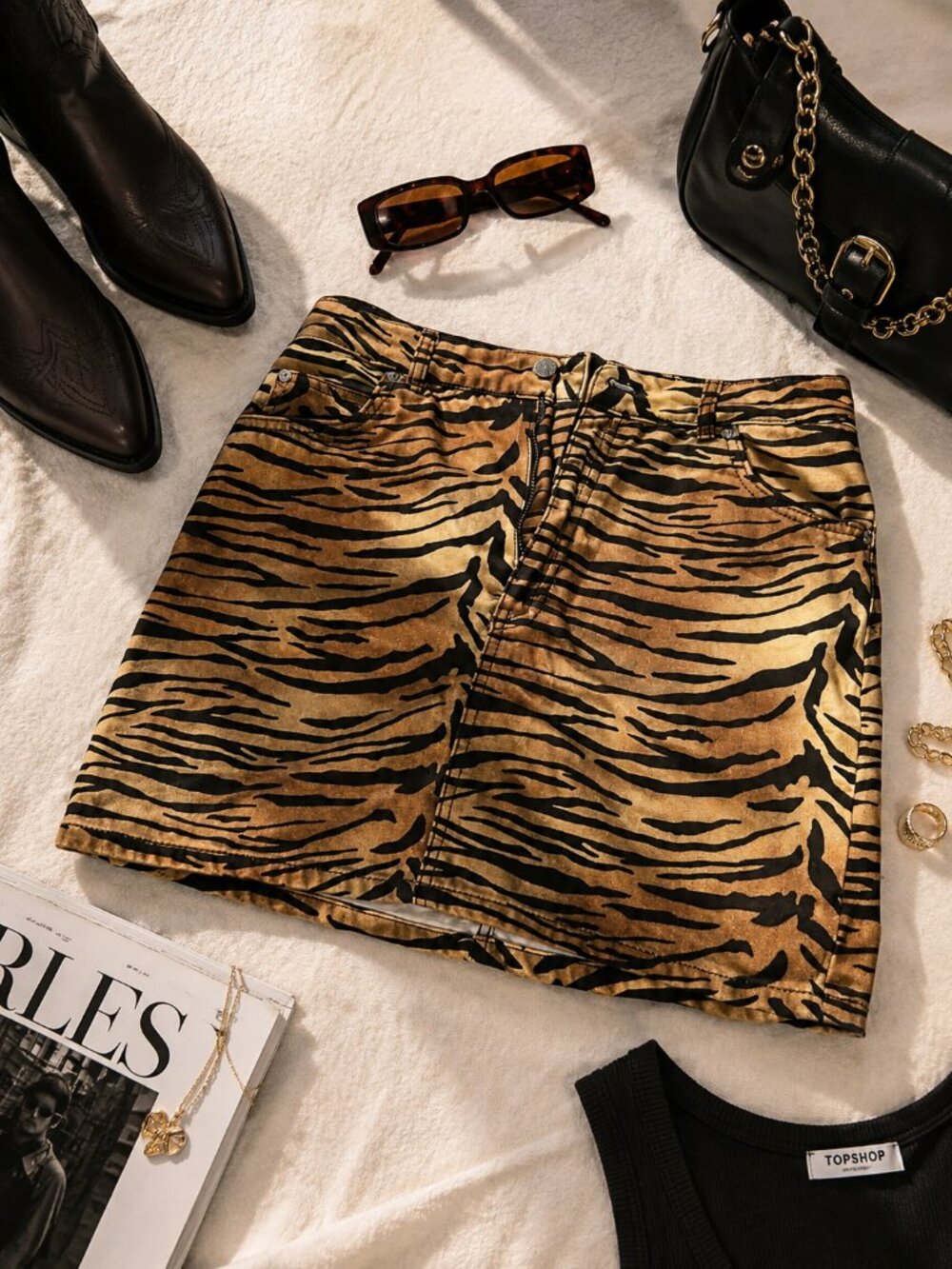 Topshop Animal Print Mini Skirt Indie Sleaze Going Out Size 8